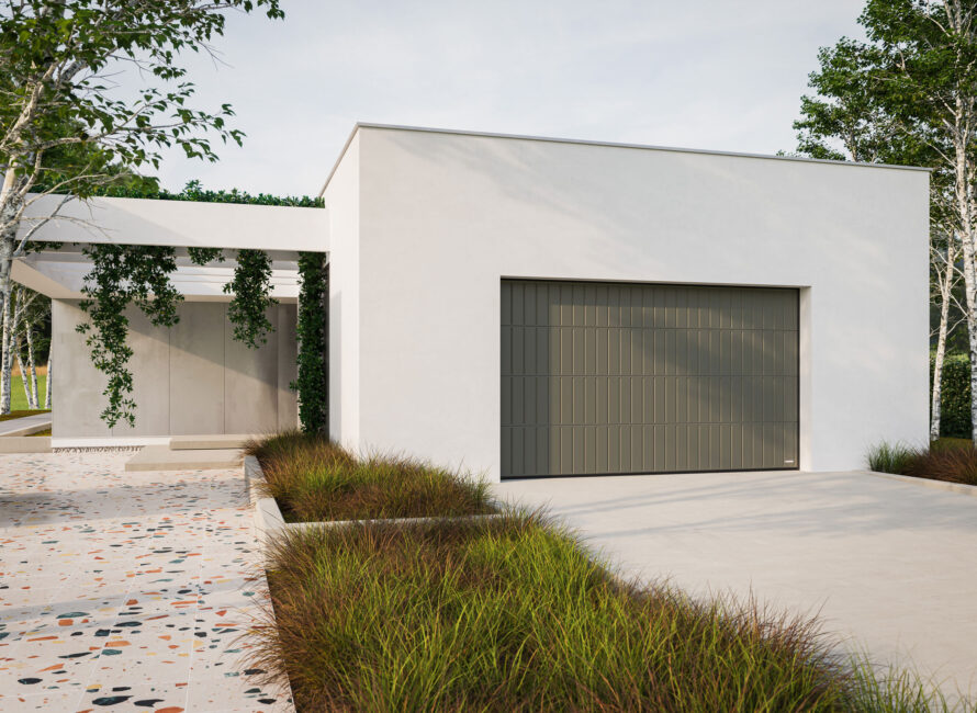 Porte de garage PLAFOND40 RLV GRIS2900 posée par Atempora